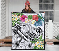 Tonga Polynesian Premium Quilt - Summer Plumeria (White) - Polynesian Pride