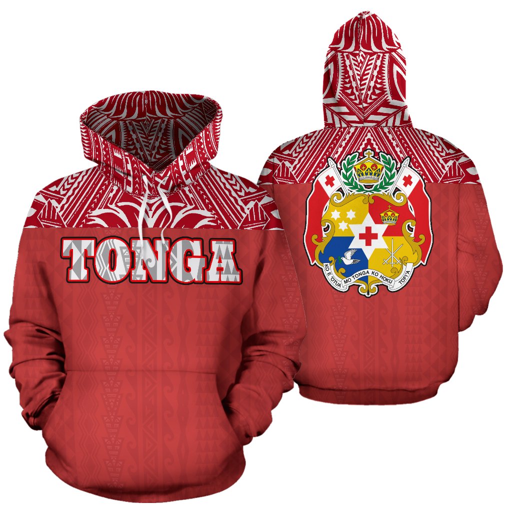 Tonga All Over Hoodie Polynesian Hoodie Style Unisex White - Polynesian Pride
