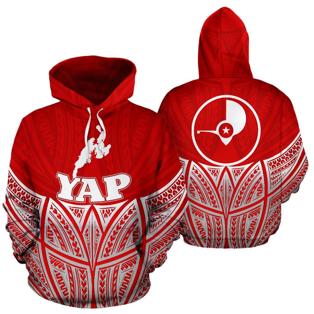 Yap Polynesian Hoodie Red Pride Map nd Seal Unisex Red - Polynesian Pride