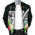 Fiji Men's Bomber Jacket - Fiji Coat of Arms & Polynesian Tropical Flowers White - Polynesian Pride