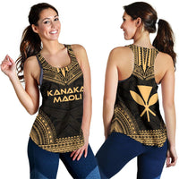 Kanaka Maoli Women's Racerback Tank - Polynesian Chief Gold Version - Polynesian Pride