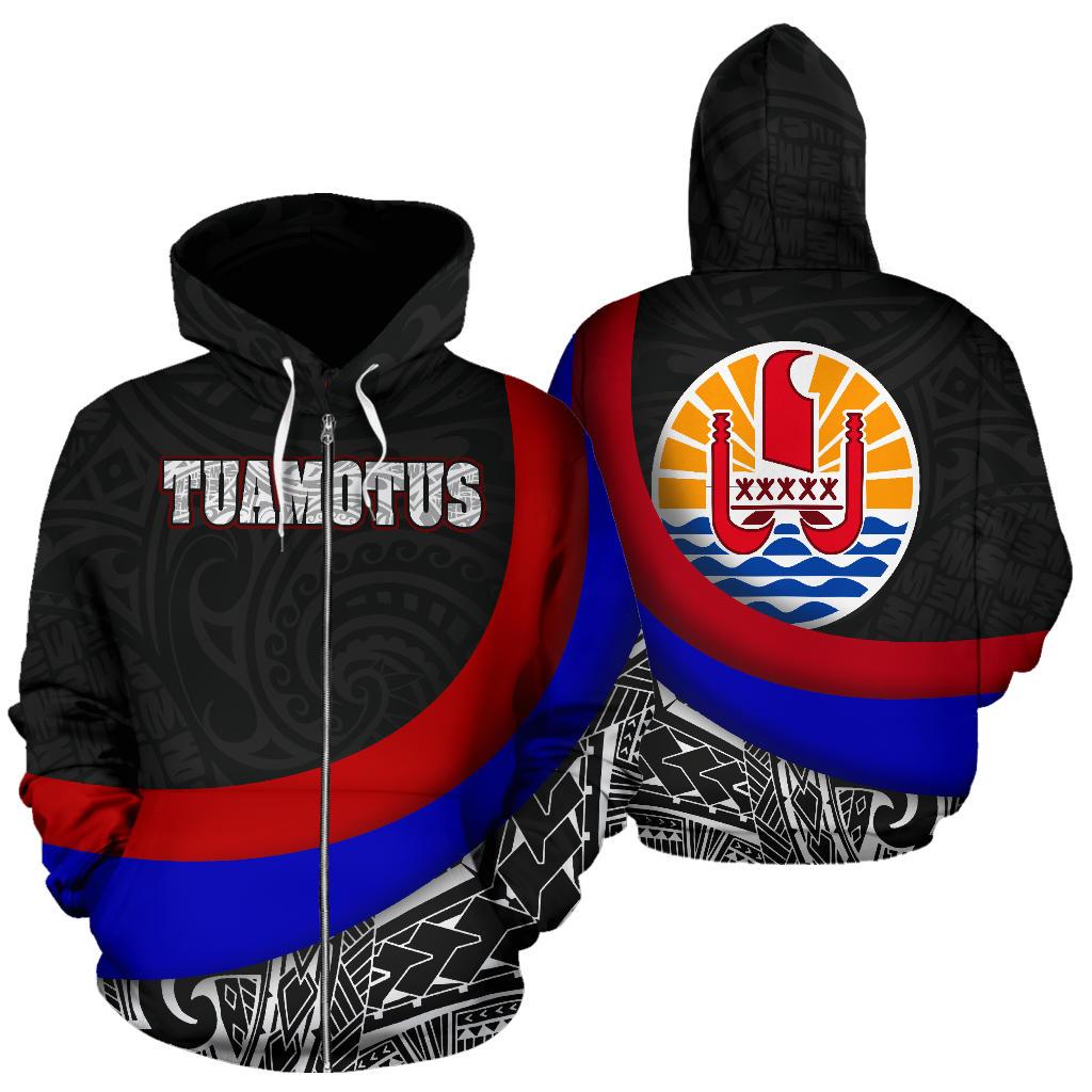 French Polynesia Zip up Hoodie Tuamotus Islands Unisex Black - Polynesian Pride