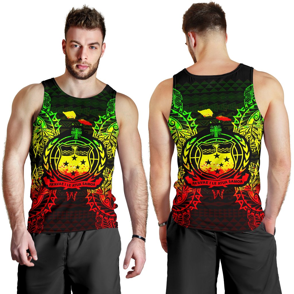 Samoa Polynesian Men Tank Top Map Reggae - Polynesian Pride
