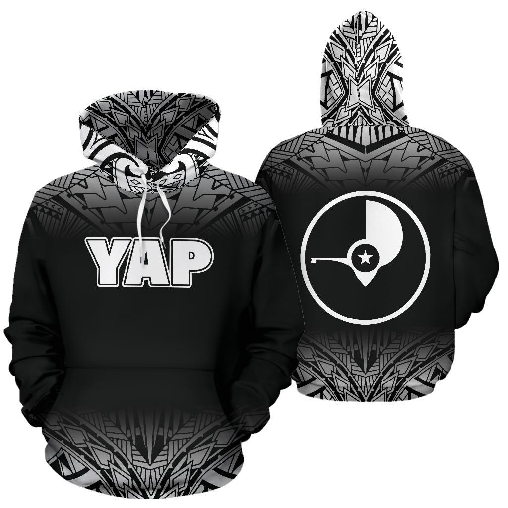 Yap All Over Hoodie Black Fog Style Unisex Black - Polynesian Pride