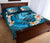 Norfolk Island Polynesian Quilt Bed Set - Blue Plumeria Animal Tattoo - Polynesian Pride