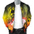 Tonga Men's Bomber Jacket - Humpback Whale with Tropical Flowers (Yellow) - Polynesian Pride