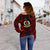 Vanuatu Women's Off Shoulder Sweater - Polynesian Tattoo Red - Polynesian Pride