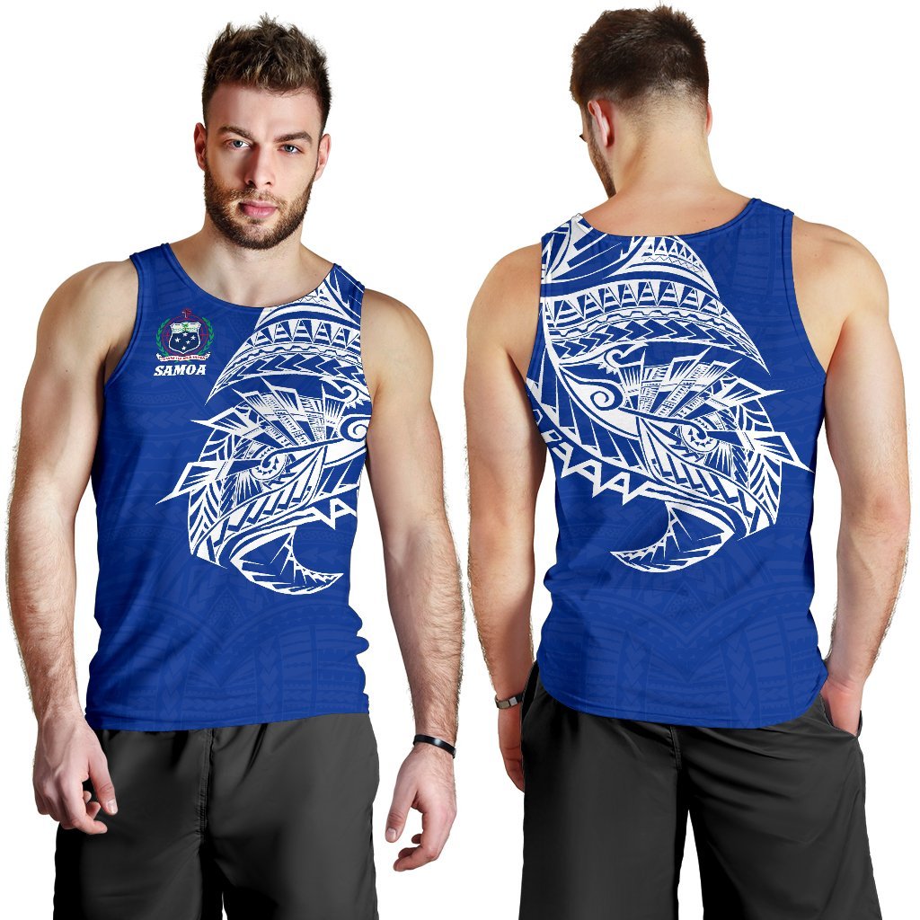 Samoa Tattoo Rugby Style Men's Tank Top K4 Blue - Polynesian Pride