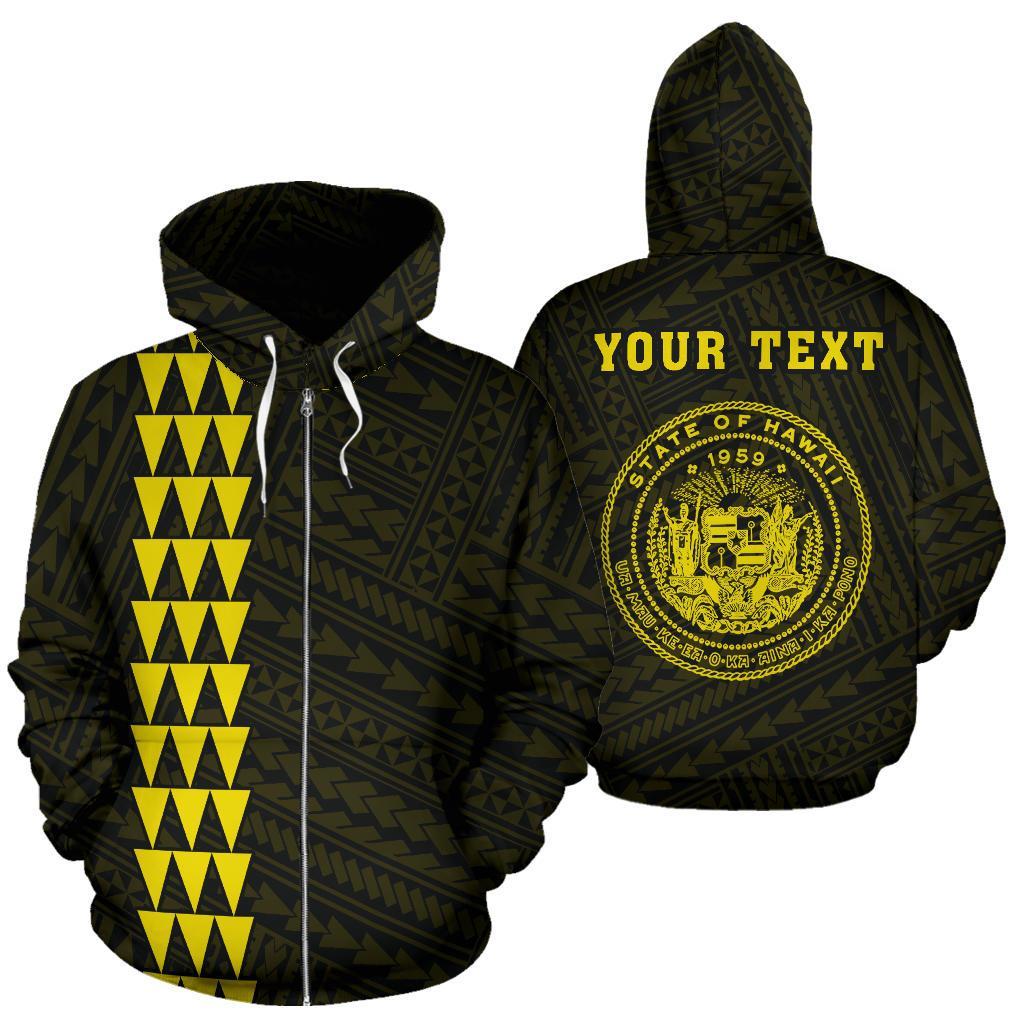 Polynesian Kakau Seal of Hawaii Custom Zip Hoodie Yellow Unisex Yellow - Polynesian Pride