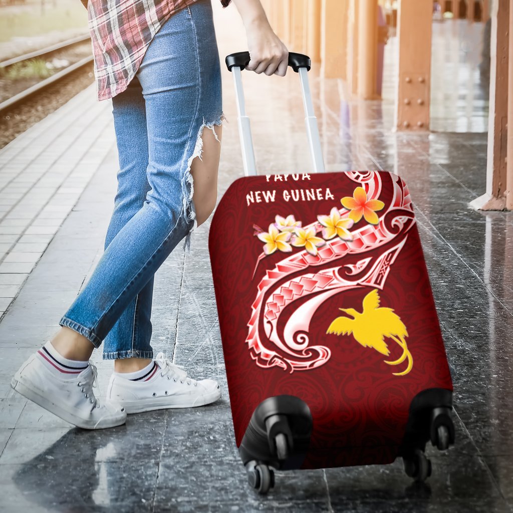 Papua New Guinea Luggage Covers - PNG Seal Polynesian Patterns Plumeria - Polynesian Pride