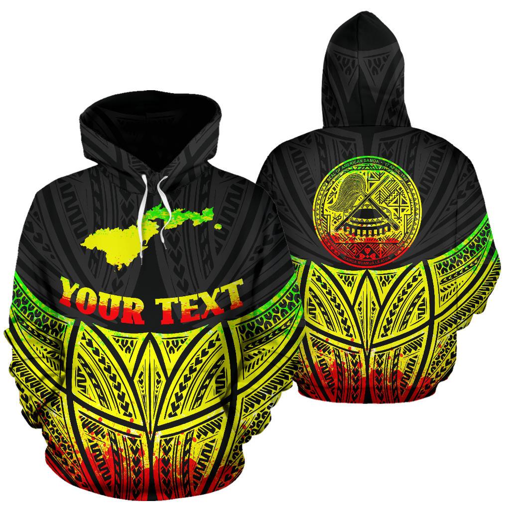 American Samoa Polynesian Custom Hoodie Reggae Pride Map nd Seal Unisex Reggae - Polynesian Pride