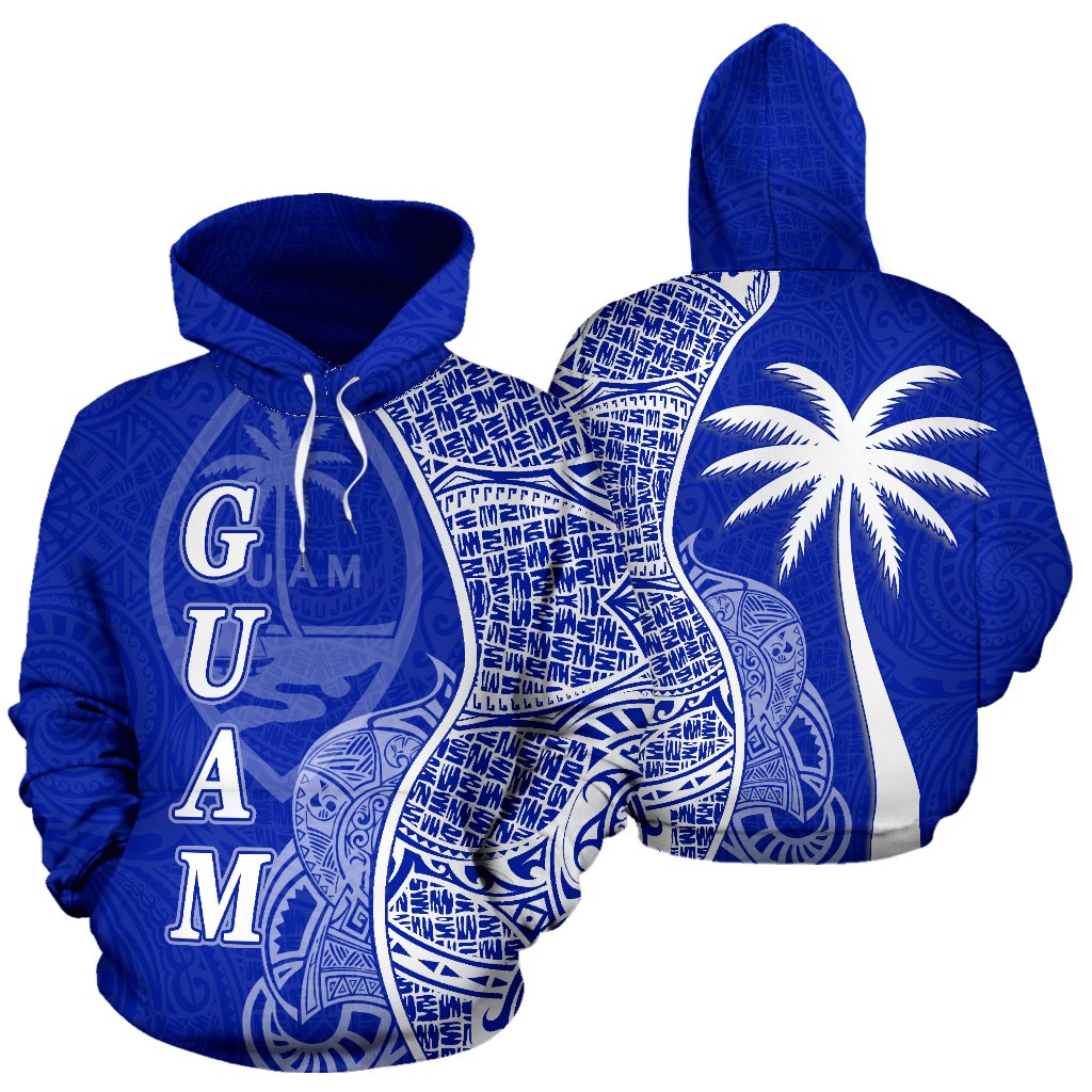 Guam Polynesian Hoodie Coconut Tree Blue Unisex Blue - Polynesian Pride