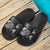 New Caledonia Slide Sandals - Turtle Hibiscus Pattern Black - Polynesian Pride