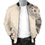 Chuuk Men's Bomber Jacket - The Beige Hibiscus - Polynesian Pride