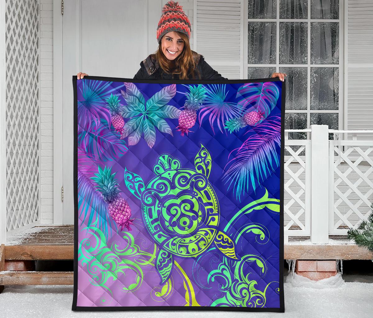 Hawaii Turtle Tropical Kanaka Maoli Premium Quilt - Yez Style - Polynesian Pride