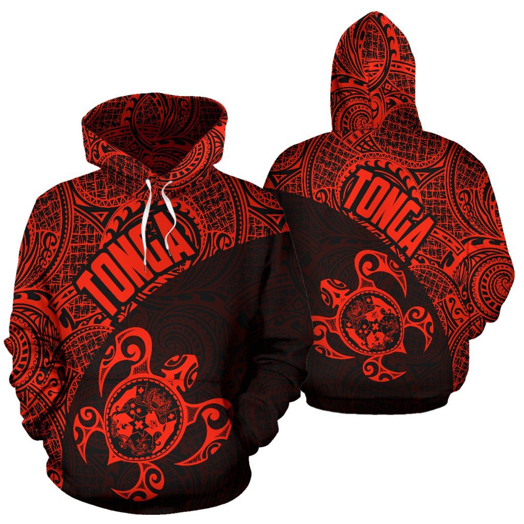 Tonga Hoodie Tonga Coat of Arms In Turtle Polynesian Tattoo 010 Unisex Black - Polynesian Pride