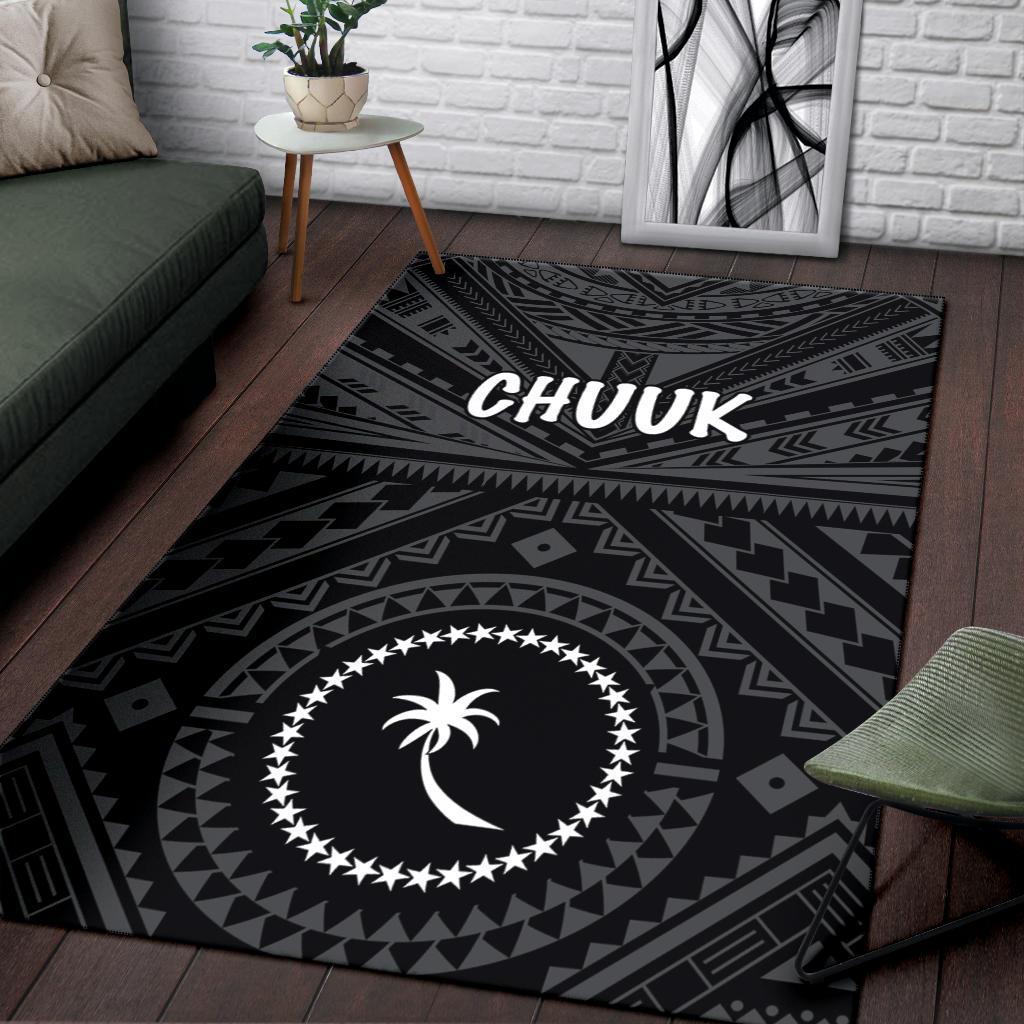 Chuuk Area Rug - Chuuk Seal With Polynesian Tattoo Style ( Black) Black - Polynesian Pride