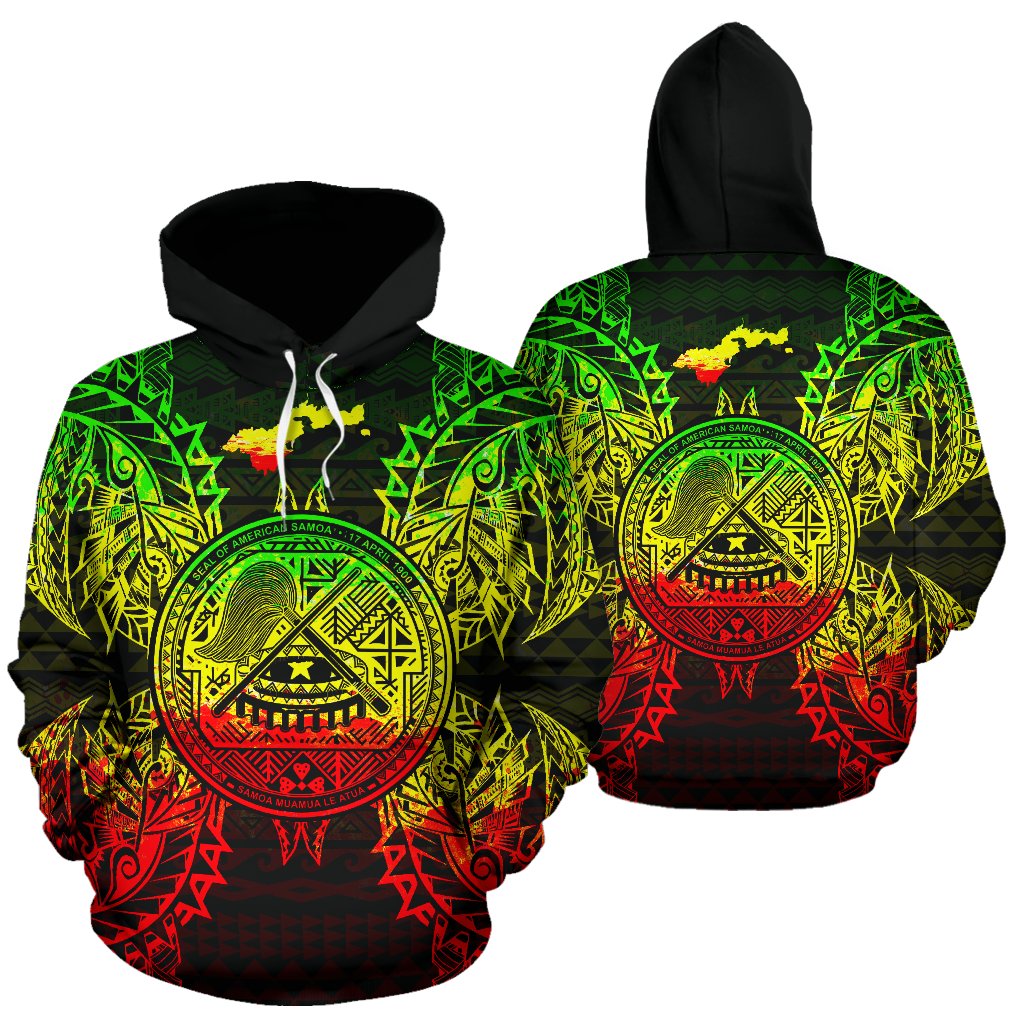 American Samoa Polynesian ll Over Hoodie Map Reggae Unisex Reggae - Polynesian Pride