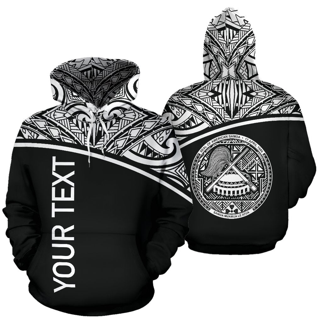 American Samoa All Over Custom Hoodie Polynesian Black Curve Unisex Black - Polynesian Pride