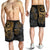 Tahiti Polynesian Men Shorts - Gold Turtle Hibiscus Flowing - Polynesian Pride