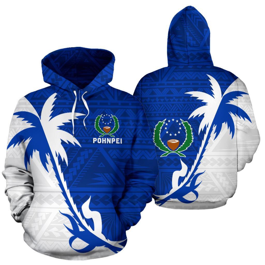 Pohnpei Hoodie Pohnpei Flag Coconut Tree Unisex Blue - Polynesian Pride