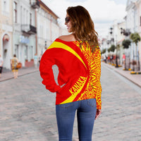 Kanaka Mauna Kea Polynesian Women's Off Shoulder Sweater - Circle Style - Polynesian Pride