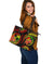 Tonga Polynesian Large Leather Tote Bag - Reggae Plumeria - Polynesian Pride