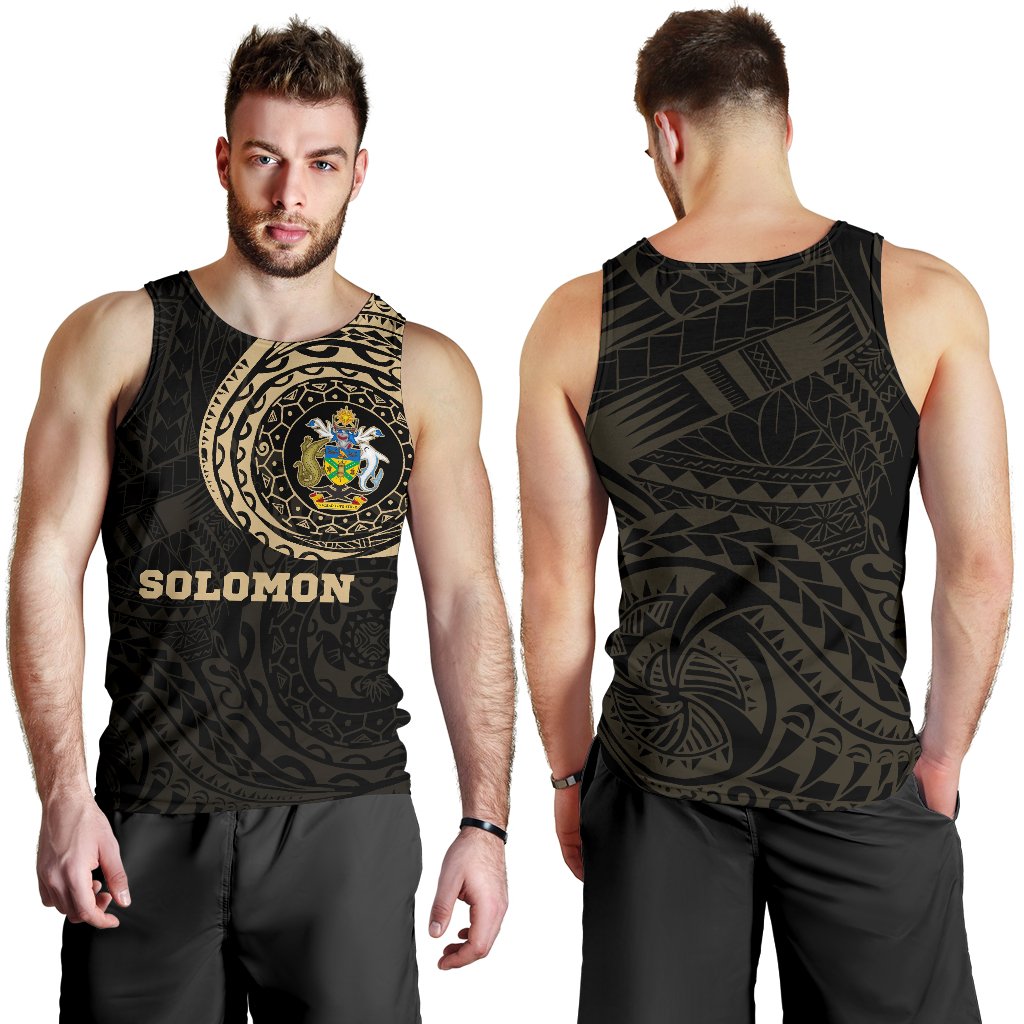 Solomon Islands Polynesian Tattoo Style Tank Top A7 Gold - Polynesian Pride