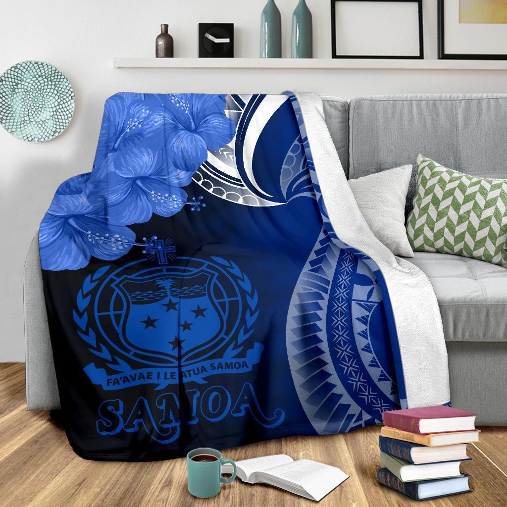 Samoa Premium Blanket - Samoa Seal Wave Style (Blue) White - Polynesian Pride