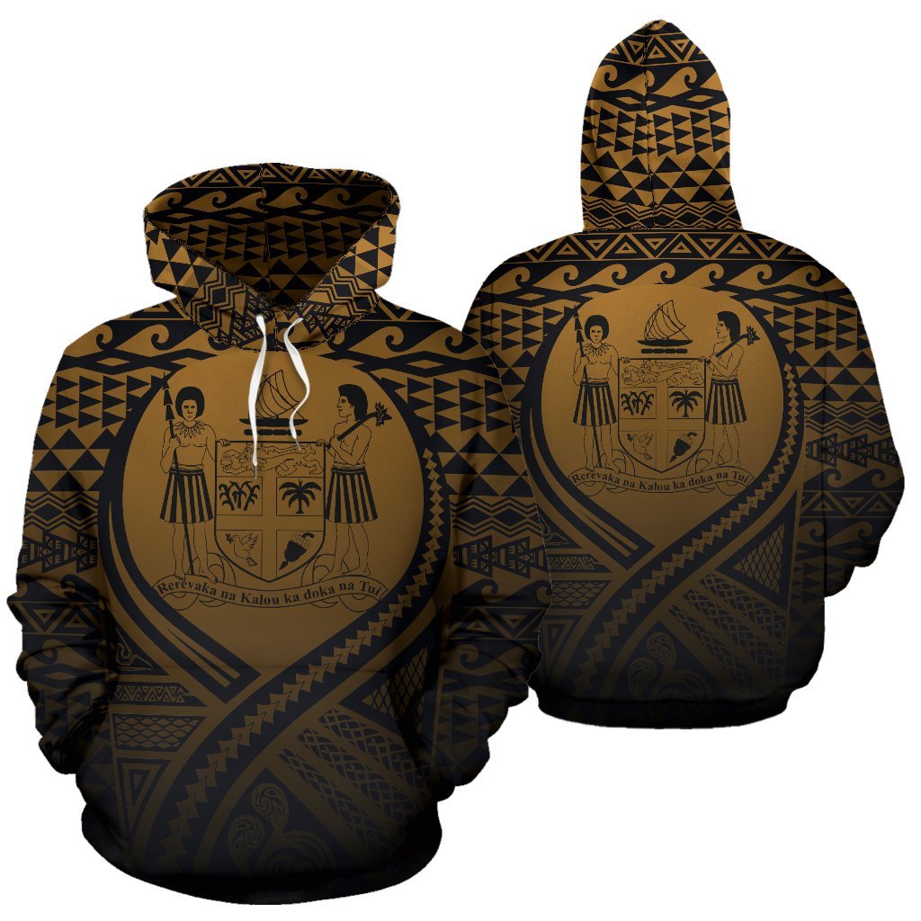 Fiji All Over Hoodie Lift up Gold Unisex Gold - Polynesian Pride