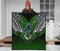 Manaia Mythology Premium Quilt Silver Fern Maori Tattoo - Polynesian Pride