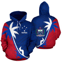 Samoa Hoodie Samoa Coat of Arms Coconut Tree Unisex Blue - Polynesian Pride