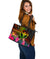 Polynesian Hawaii Kanaka Maoli Polynesian Large Leather Tote Bag - Hibiscus and Banana Leaves - Polynesian Pride