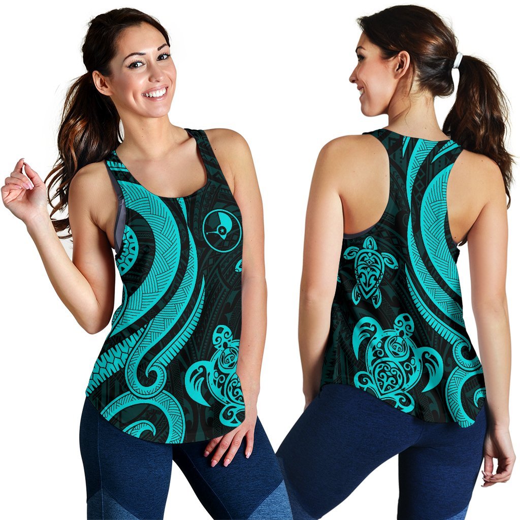 Yap Micronesian Women Racerback Tank - Turquoise Tentacle Turtle Turquoise - Polynesian Pride