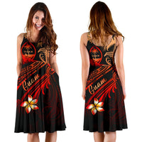 Guam Polynesian Midi Dress - Plumeria Flowers And Waves - Polynesian Pride