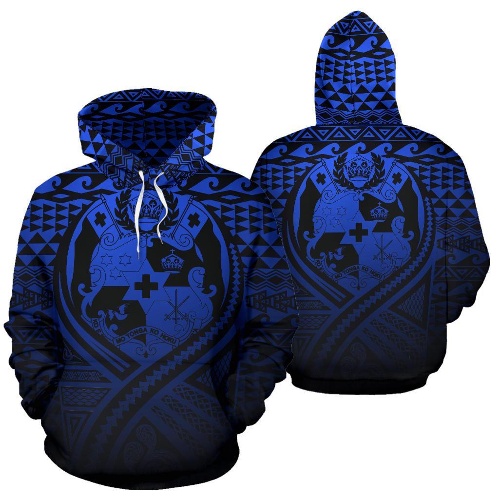 Tonga All Over Hoodie Lift up Blue Unisex Blue - Polynesian Pride