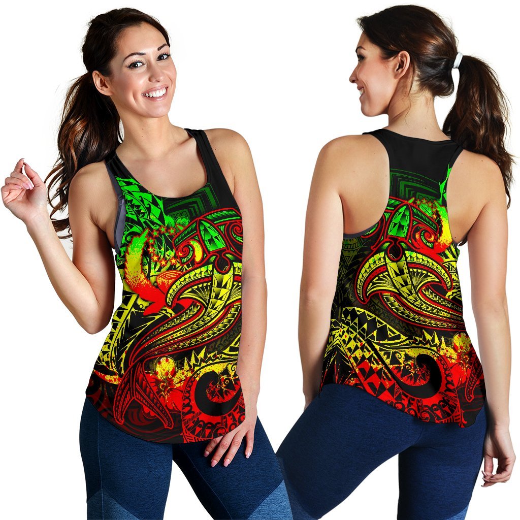 Pohnpei Women's Racerback Tank - Reggae Shark Polynesian Tattoo - Polynesian Pride