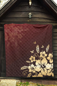Golden Hibiscus Premium Quilt - Polynesian Pride