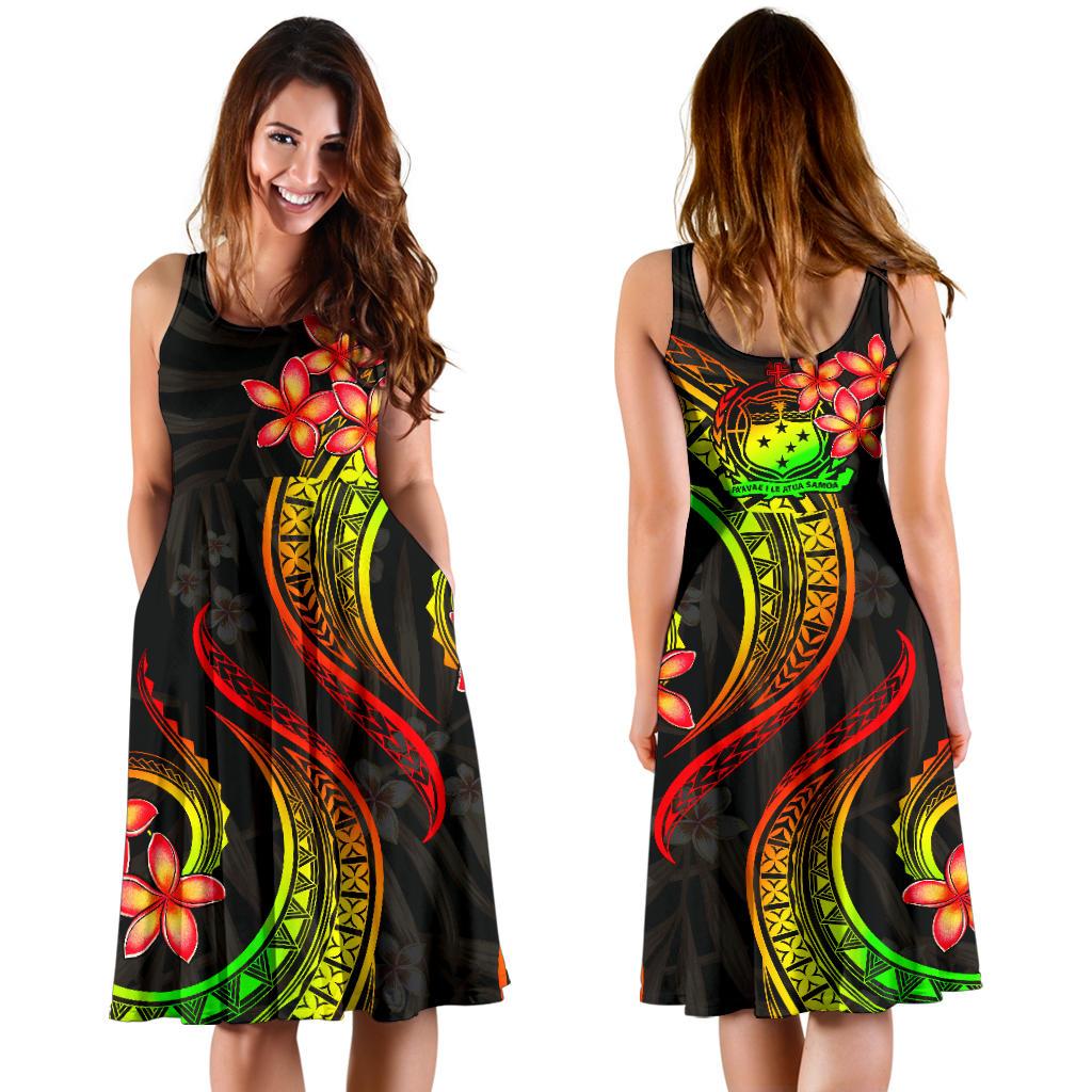 Samoa Polynesian Midi Dress - Reggae Plumeria - Polynesian Pride