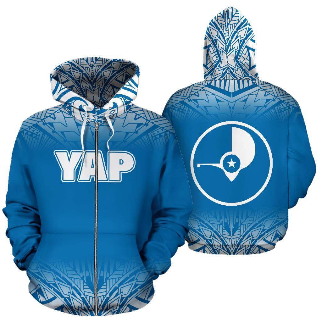 Yap All Over Zip up Hoodie Blue Fog Style Unisex Blue - Polynesian Pride
