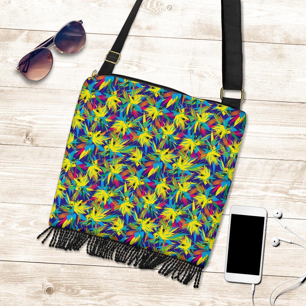 Hawaii Tropical Pattern Mix Crossbody Boho Handbag - Polynesian Pride