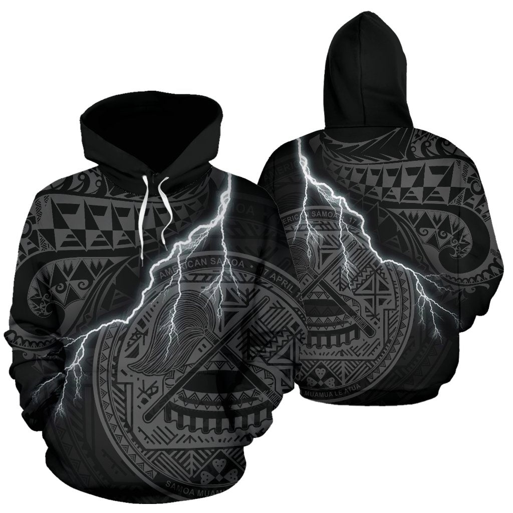 American Samoa Polynesian Hoodie Lighting Thunder Unisex Black - Polynesian Pride