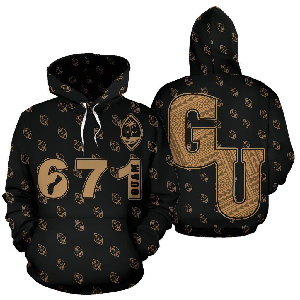 Guam Hoodie Guam Flag 671 Map J4 Unisex Black - Polynesian Pride