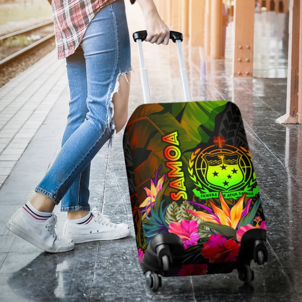 Samoa Polynesian Luggage Covers - Hibiscus and Banana Leaves - Polynesian Pride