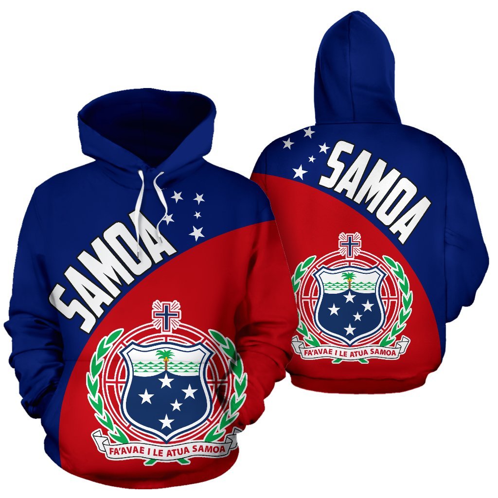 Samoa Hoodie Samoa Flag Coat of Arms Unisex Red And Blue - Polynesian Pride