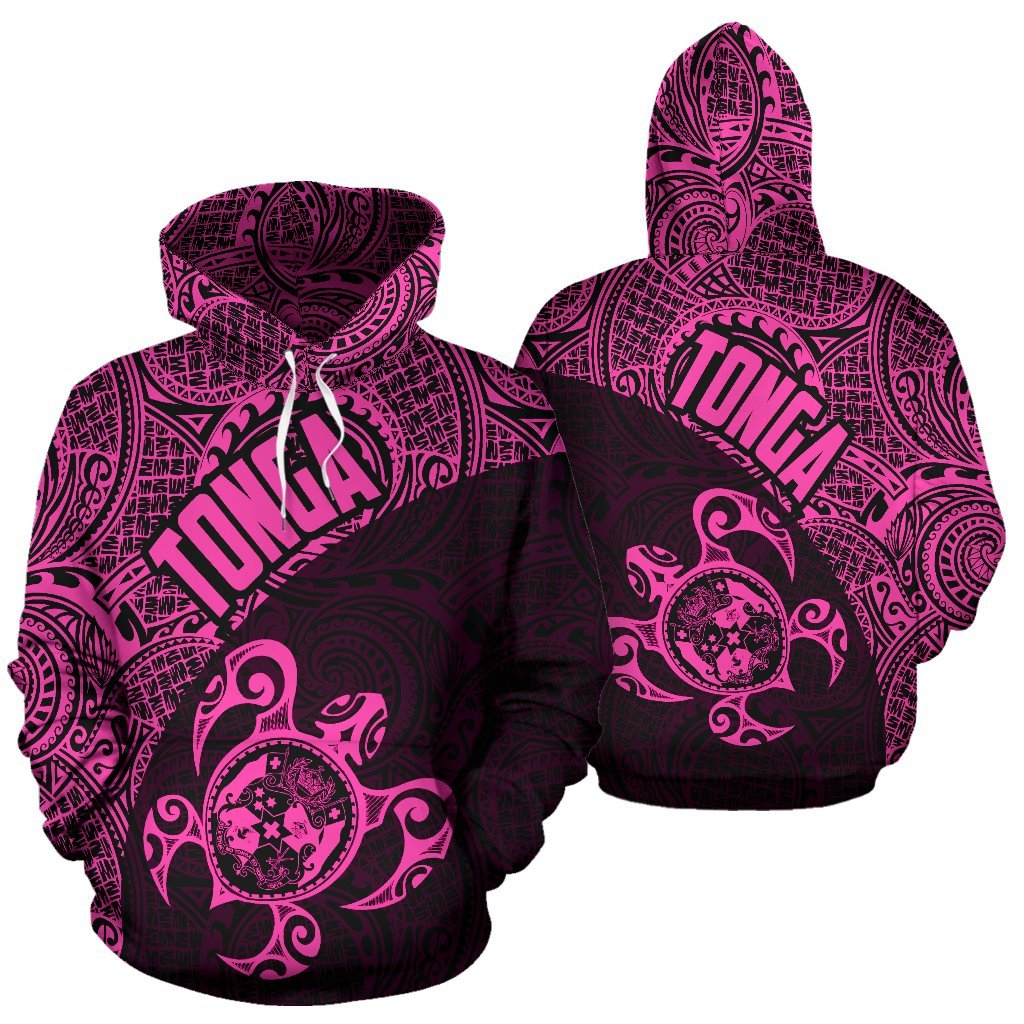 Tonga Hoodie Tonga Turtle Coat of Arms On Shell Polynesian Tattoo 020 Unisex Black - Polynesian Pride