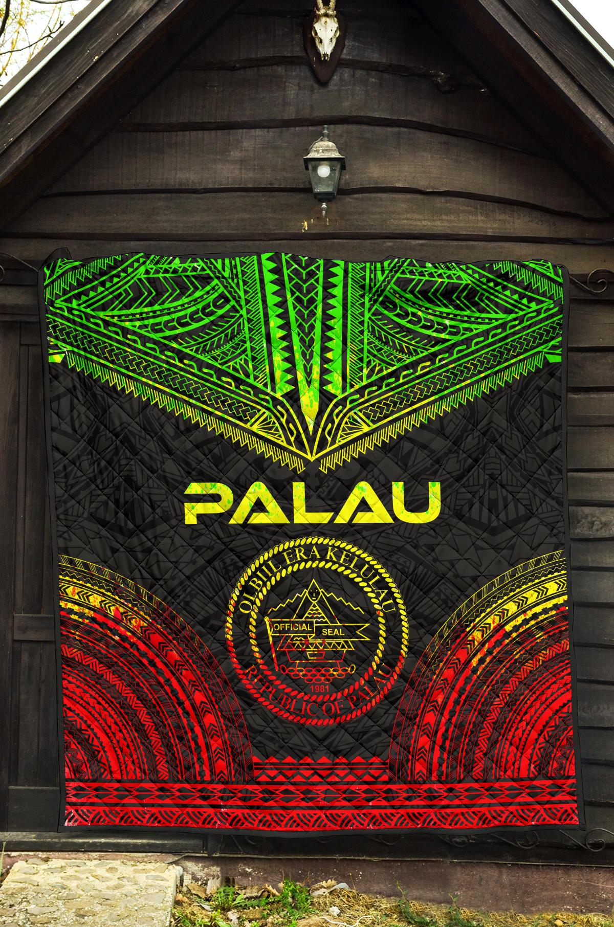 Palau Premium Quilt - Palau Seal Polynesian Chief Reggae Version - Polynesian Pride