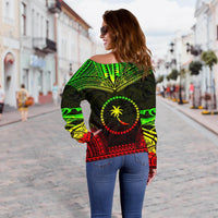 Chuuk Polynesian Chief Custom Personalised Women's Off Shoulder Sweater - Reggae Version - Polynesian Pride