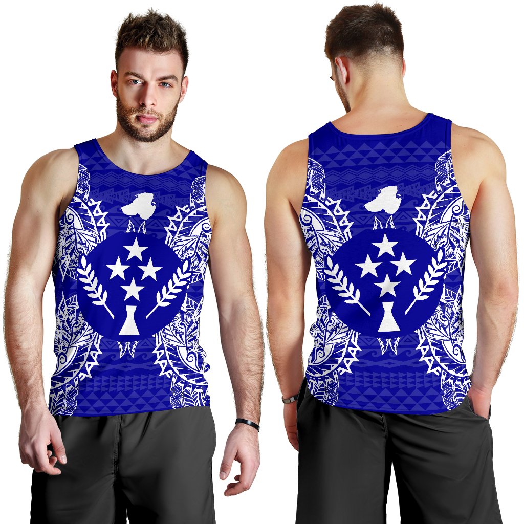 Kosrae Polynesian Men Tank Top Map Blue - Polynesian Pride