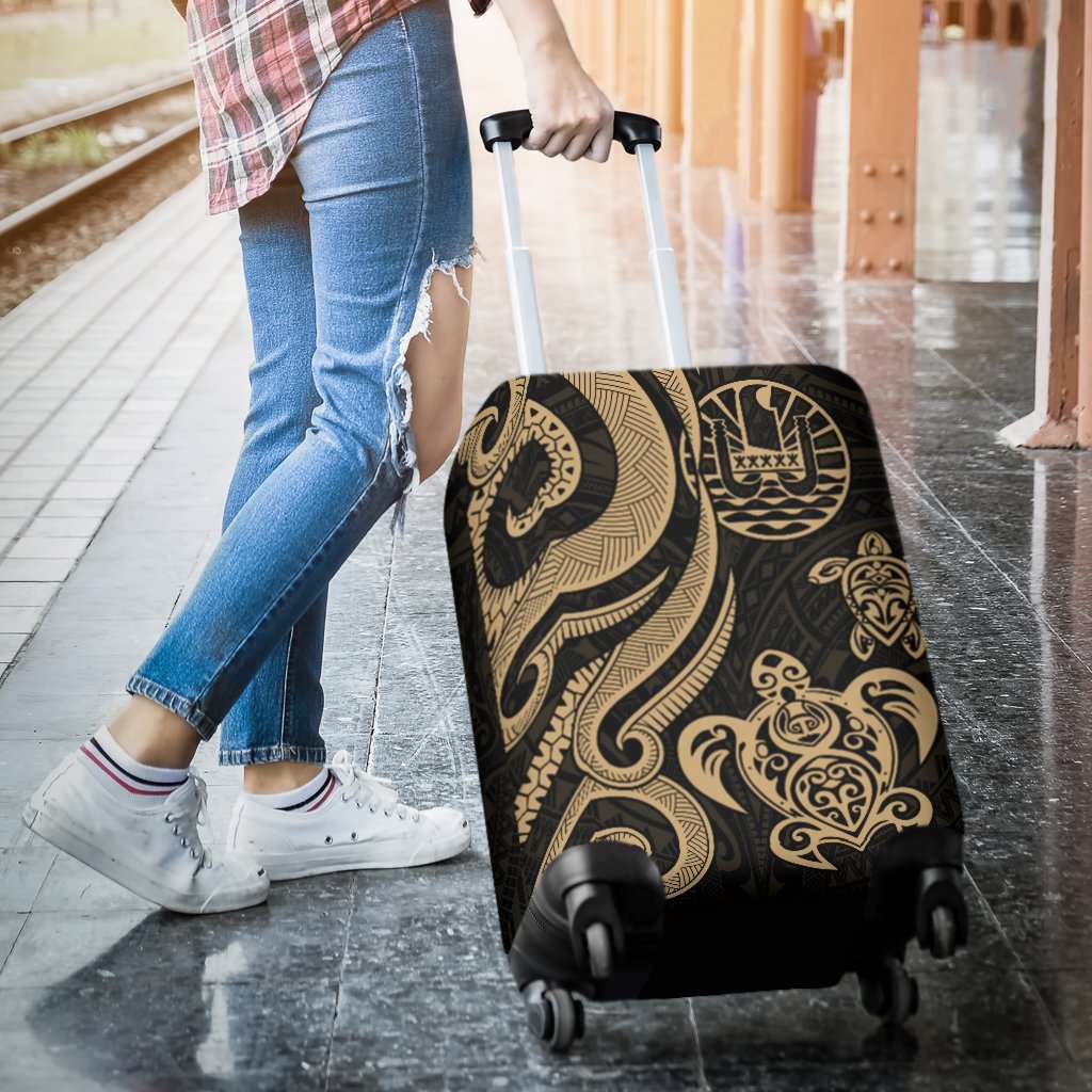 Tahiti Polynesian Luggage Covers - Gold Tentacle Turtle - Polynesian Pride
